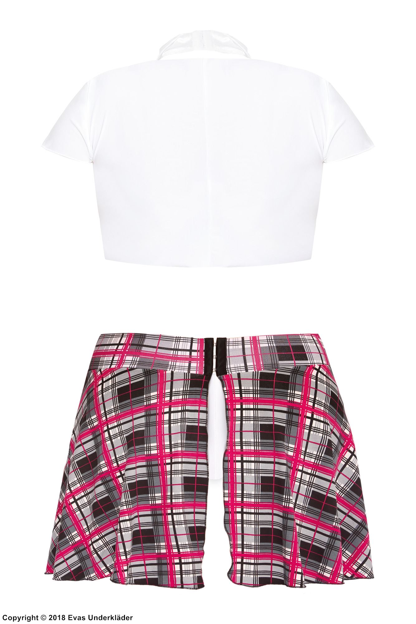 Schoolgirl, top and skirt costume, short sleeves, scott-checkered pattern, XL to 6XL